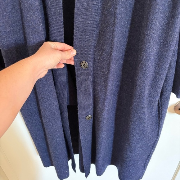 EILEEN FISHER Cardigan Long Sweater Duster Coat Merino Wool Snap Button Size L - Picture 10 of 13